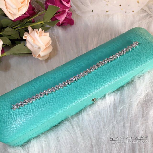 Tiffany純銀飾品 蒂芙尼女士專櫃爆款925純銀八心八箭手鏈 Tiffany奢華馬眼全鑽花簇系列手鏈  zgt1642